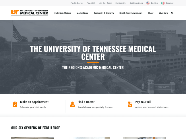 UT Medical Center home page
