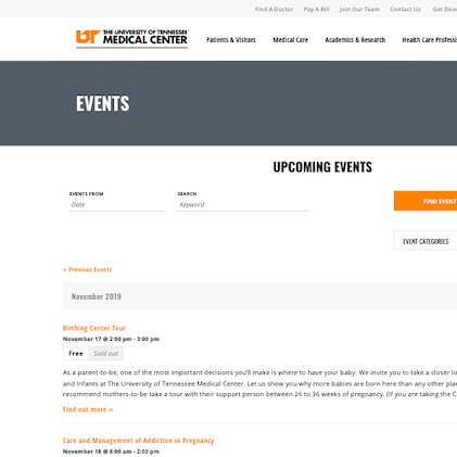 UT Medical Center events list
